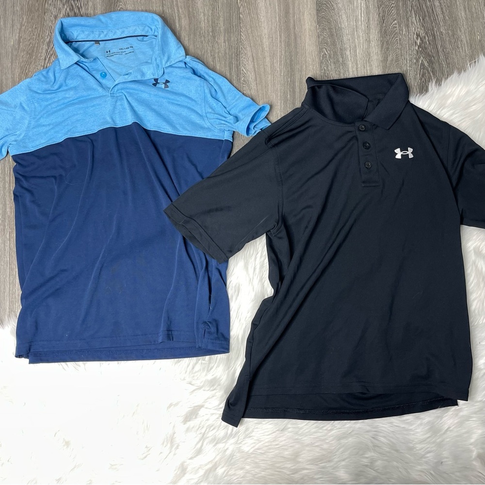 Under Armour Boys YXL Polo Lot Black, Blue Color Block